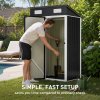 Living and Home 3.94x2.95ft Outdoor Metal Storage Shed, Pent Roof Garden Tool House with Lockable Door & Vents, Black & White