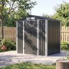 Living and Home 5.91x3.94ft Apex Roof Metal Storage Shed, Outdoor Garden Tool House with Lockable Double Doors & Vents, Black & White