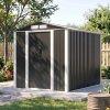 Living and Home 5.91x7.87ft Apex Roof Metal Storage Shed, Outdoor Garden Tool House with Lockable Sliding Door & Vents, Black & White
