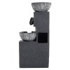 Living and Home Outdoor Solar Power Garden Water Feature Fountain Rockery Decor 4-Tier Bowls with LED Light