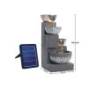 Living and Home Outdoor Solar Power Garden Water Feature Fountain Rockery Decor 4-Tier Bowls with LED Light