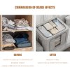 Living and Home 100L Metal Frame Fabric Storage Box with Windows, Grey