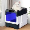 Living and Home Large Enclosed Cat Litter Box with Disinfection Light