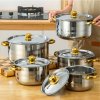 Living and Home 5pcs Stainless Steel Cookware Set with Metal Lids