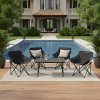 Living and Home 90cm X-Shaped Folding Camping Table & Chair Set, 90cm Black Roll Top Table + 4 Low-Back Moon Chairs, Portable Outdoor Picnic Furniture with Carry Bags