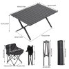 Living and Home 90cm X-Shaped Folding Camping Table & Chair Set, 90cm Black Roll Top Table + 4 Low-Back Moon Chairs, Portable Outdoor Picnic Furniture with Carry Bags