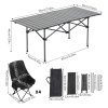 Living and Home Portable 95cm Folding Camping Table & Chair Set, 95cm Black Roll-Top Table + 4 High-Back Moon Chairs, Outdoor Picnic Furniture with Carry Bag
