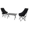 Living and Home 90cm X-Shaped Folding Camping Table & Chair Set, 90cm Black Roll-Top Table + 4 High-Back Moon Chairs, Portable Outdoor Picnic Furniture with Carry Bag