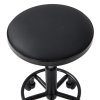 Living and Home Height-Adjustable PU Leather Round Salon Rolling Stool