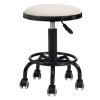 Living and Home Height-Adjustable PU Leather Round Salon Rolling Stool