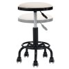 Living and Home Height-Adjustable PU Leather Round Salon Rolling Stool