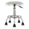 Living and Home Height-Adjustable PU Leather Round Salon Rolling Stool