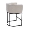 Living and Home Set of 2 Beige Chenille Upholstered Low Back Bar Stools with Black Metal Frame