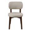 Living and Home 2Pcs Beige Upholstered Dining Chairs, Walnut Rubber Wood Frame Kitchen Side Chairs