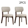 Living and Home 2Pcs Beige Upholstered Dining Chairs, Walnut Rubber Wood Frame Kitchen Side Chairs