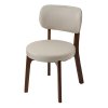 Living and Home 2Pcs Beige Upholstered Dining Chairs, Walnut Rubber Wood Frame Kitchen Side Chairs