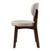 Living and Home 2Pcs Beige Upholstered Dining Chairs, Walnut Rubber Wood Frame Kitchen Side Chairs