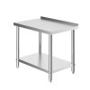 Living and Home 2 Tier Commercial Kitchen Prep & Work Stainless Steel Table with Backsplash
