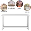 Living and Home 2 Tier Commercial Kitchen Prep & Work Stainless Steel Table with Backsplash