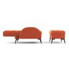 Living and Home Frosted Velvet Leisure Recliner with Footstool Metal Legs, Adjustable 110°-180° Recline, Orange