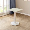 Living and Home White Square Cafe Table with Metal Base, 60cm W x 60cm D x 74cm H