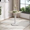 Living and Home White Square Cafe Table with Metal Base, 60cm W x 60cm D x 74cm H
