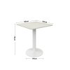 Living and Home White Square Cafe Table with Metal Base, 60cm W x 60cm D x 74cm H