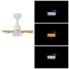Living and Home 5-Blade Wood Grain Ceiling Fan Light, White ABS Fan Lamp with Remote & APP Control, 4 Speed Adjustable Dimmable LED Fan Light Fixture