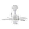 Living and Home Small All White 5 ABS Blades Ceiling Fan Light, Dimmable LED Fan Lamp with Remote & APP Control, 4 Speed Adjustable Mini Fan Light Fixture