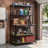 Living and Home 5-Tier Black Galvanized Steel Storage Shelving Unit, Adjustable Heavy Duty Garage Rack with 33mm Boards, 175KG Per Layer Load Capacity