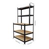 Living and Home 5-Tier Black Galvanized Steel Storage Shelving Unit, Adjustable Heavy Duty Garage Rack with 33mm Boards, 175KG Per Layer Load Capacity