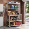 Living and Home 5-Tier Silver Galvanized Steel Storage Shelving Unit, Adjustable Heavy Duty Garage Rack with 33mm Boards, 175KG Per Layer Load Capacity