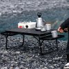 Living and Home Black Outdoor Portable Folding Camping Table, 63cm (W) x 41cm (D) x 28cm (H)
