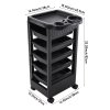 Living and Home 5-Drawer Plastic Salon Trolley Cart on Wheels, Rolling Hairdressing Storage Organizer