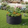 Living and Home 80cm Dia x 43cm H Round Metal Raised Garden Bed, Planter Box