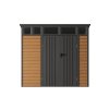 Living and Home 7.91 x 7.15FT Yellow Wood Grain Metal Garden Storage Shed w/ Double Lockable Doors & Acrylic Windows