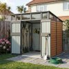 Living and Home 7.91 x 7.15FT Yellow Wood Grain Metal Garden Storage Shed w/ Double Lockable Doors & Acrylic Windows