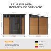 Living and Home 7.91 x 7.15FT Yellow Wood Grain Metal Garden Storage Shed w/ Double Lockable Doors & Acrylic Windows