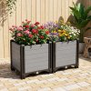 60cm W Rectangular Plastic Raised Garden Bed Planter Box with Water Reservoir