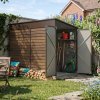 Living and Home 4.71 x 8.86FT Metal Pent Roof Garden Storage Shed, Brown Wood Grain