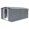  10.6 x 12.7 FT Metal Apex Roof Garden Shed Outdoor Storage House Double Door with Foundation Base, Charcoal Black