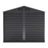 8.09 x 8.53 ft Apex Metal Garden Storage Shed - Charcoal Black, Double Doors, 2 Windows, Built-in Shelving, Ventilation, Padlock Compatible