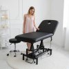 Living and Home Electric Height Adjustable Massage Table, Reclining Facial Spa Bed with Backrest Adjustment, Mobile Beauty Tattoo Bed with Wheels, 180cm Black PU Salon Treatment Bed