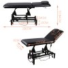 Living and Home Electric Height Adjustable Massage Table, Reclining Facial Spa Bed with Backrest Adjustment, Mobile Beauty Tattoo Bed with Wheels, 180cm Black PU Salon Treatment Bed