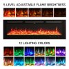 80 Inch Recessed & Wall Mounted Electric Fireplace with Remote, 12 Flame Colours