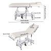 Living and Home Electric Height Adjustable Massage Table, Reclining Beige Facial Spa Bed with Manual Backrest, Mobile Beauty Tattoo Bed with Wheels, 180cm Salon Treatment Bed