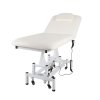 Living and Home Electric Height Adjustable Massage Table, Reclining Beige Facial Spa Bed with Manual Backrest, Mobile Beauty Tattoo Bed with Wheels, 180cm Salon Treatment Bed