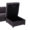 Chenille Upholstered 3-Seater Corner Sofa with Footstool