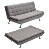 Living and Home Dark Grey Linen Convertible Sofa Bed, 3 Position Adjustable Futon Sofa with Metal Legs for Guest Room