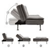 Living and Home Dark Grey Linen Convertible Sofa Bed, 3 Position Adjustable Futon Sofa with Metal Legs for Guest Room
